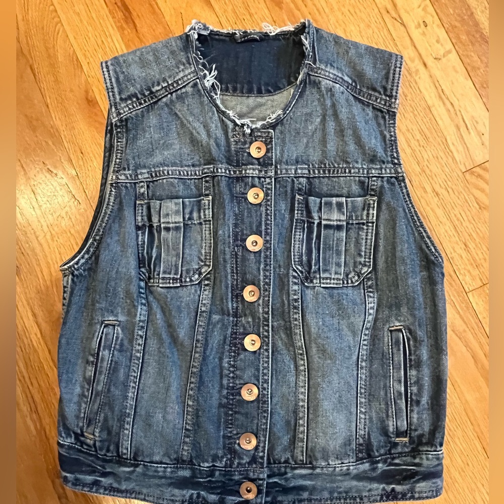 great condition express denim distressed vest size small